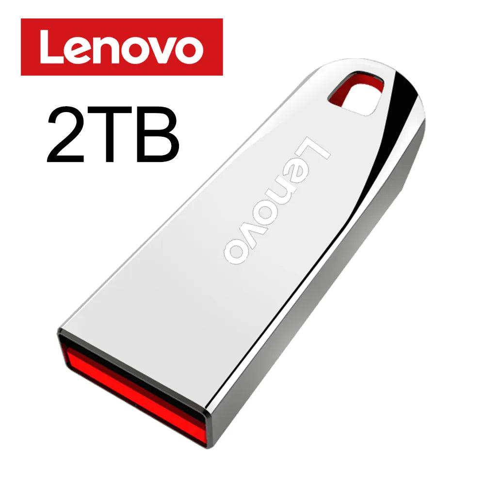1 - Lenovo 2TB USB Flash Drives Mini Metal Real Capacity Memory Stick Black Pen Drive Creative Business Gift Silver Storage U Disk