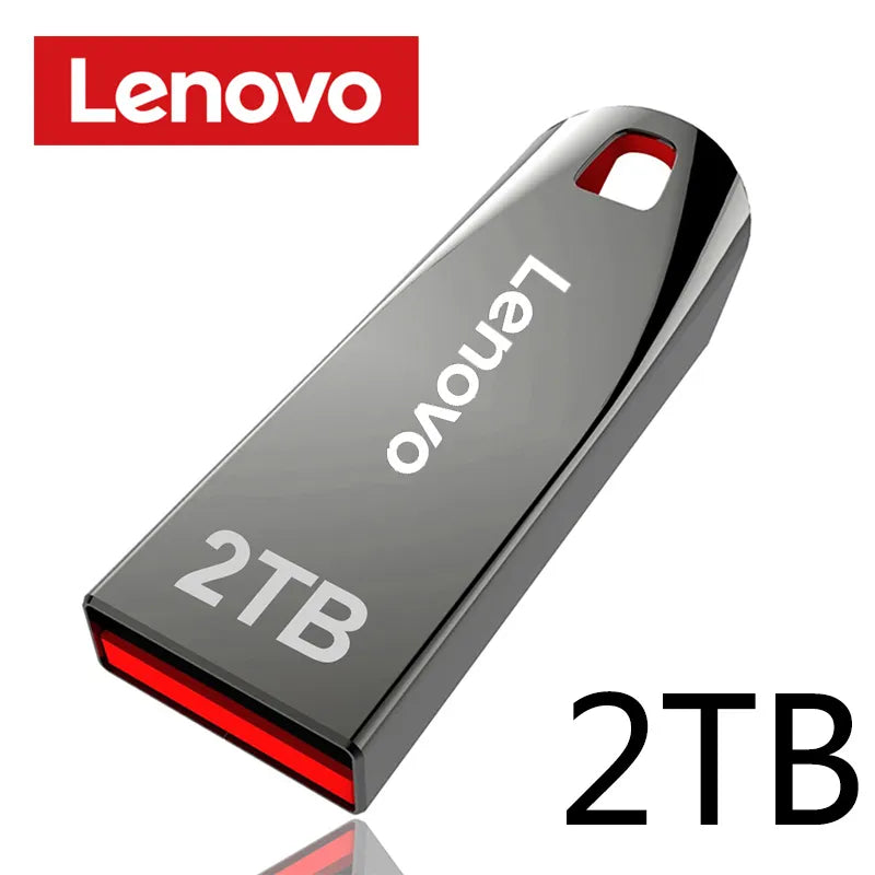 1 - Lenovo 2TB USB Flash Drives Mini Metal Real Capacity Memory Stick Black Pen Drive Creative Business Gift Silver Storage U Disk