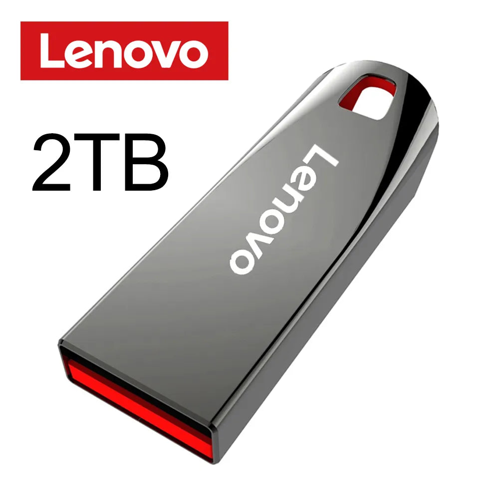 1 - Lenovo 2TB USB Flash Drives Mini Metal Real Capacity Memory Stick Black Pen Drive Creative Business Gift Silver Storage U Disk