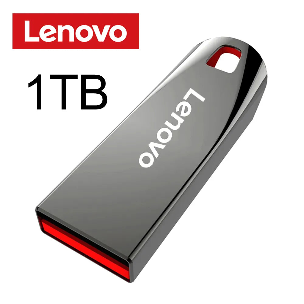 1 - Lenovo 2TB USB Flash Drives Mini Metal Real Capacity Memory Stick Black Pen Drive Creative Business Gift Silver Storage U Disk